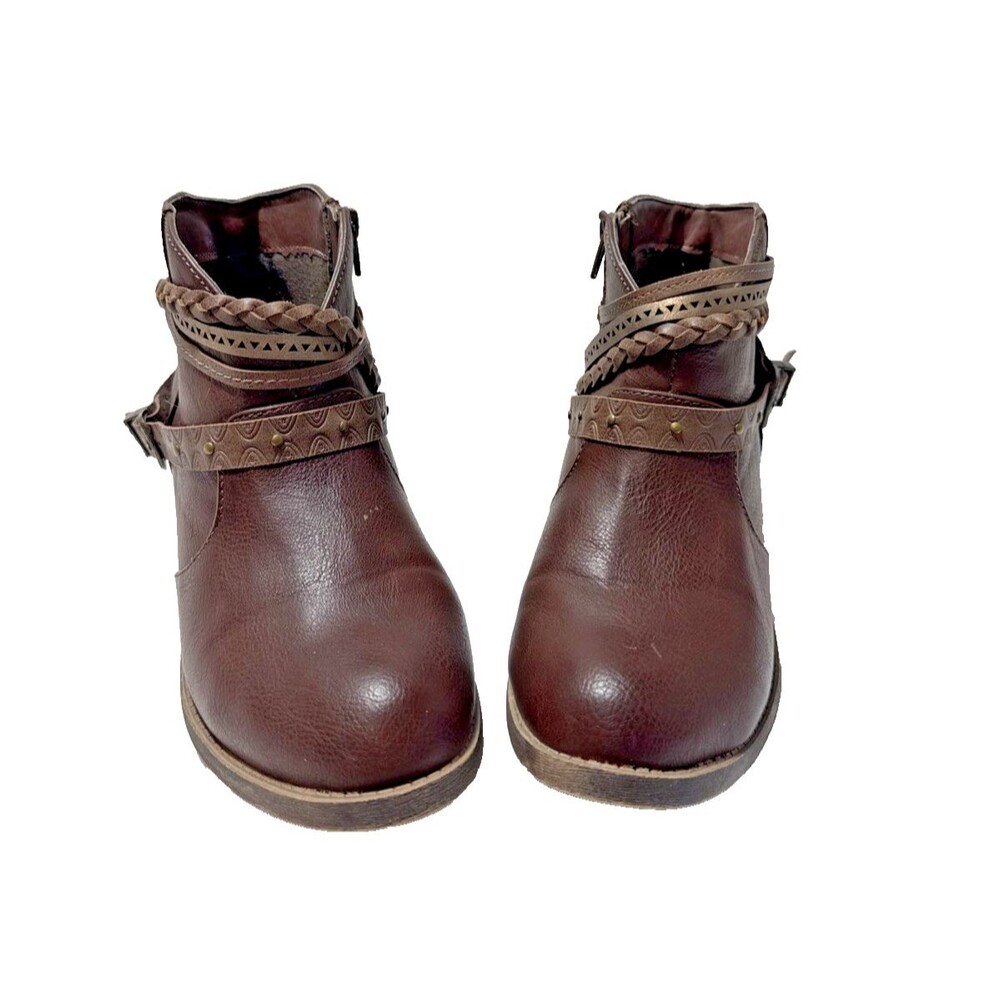 Jellypop Brown Leather Ankle Boots Women's 7.5M Zippered